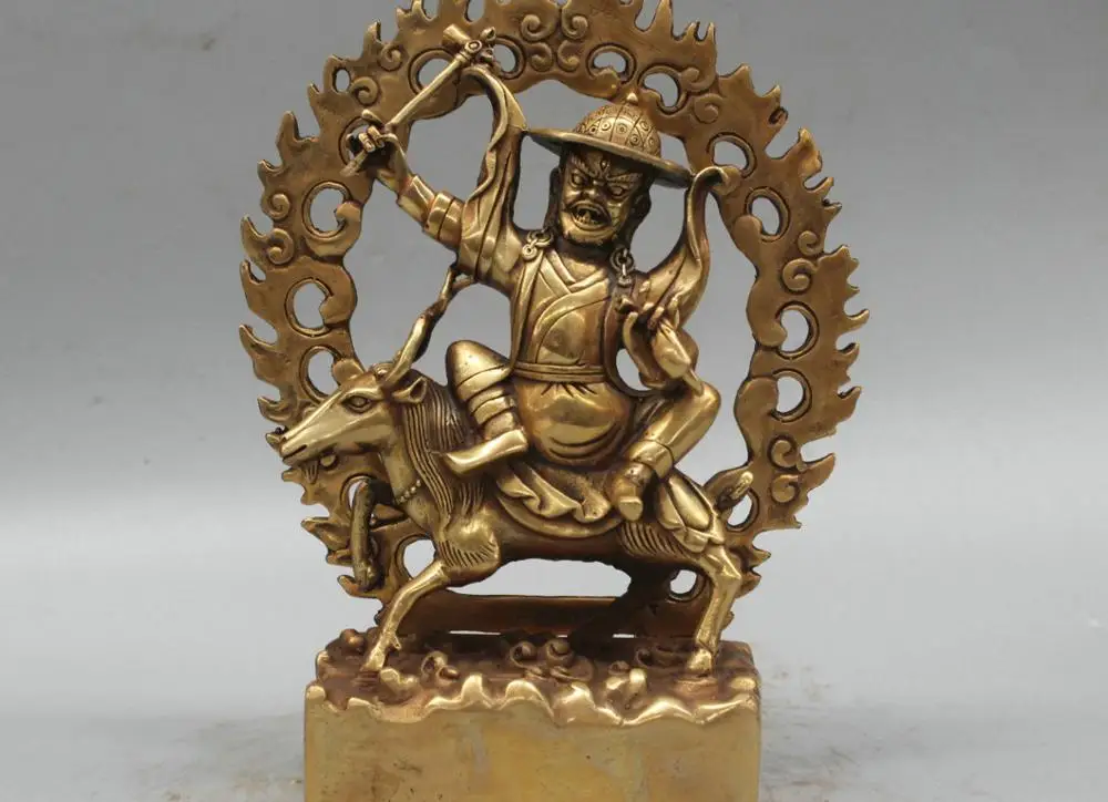 9'' China Tibet Changdu Warrior Protector Buddha Riding Horse Bronze Statue
9'' China Tibet Changdu Warrior Protector Buddha Riding Horse Bronze Statue