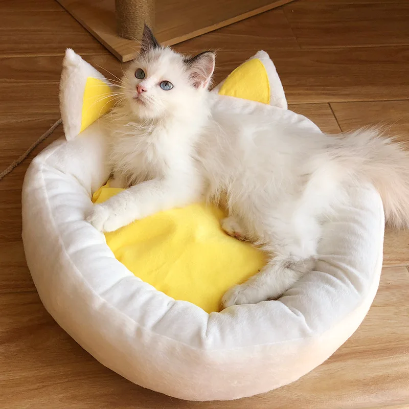 

Quality Pet Dog Bed Cat Play Tent House All Seasons Soft Yurt Bed with Washable Cushion Pet Castle Foldable Puppy Nest