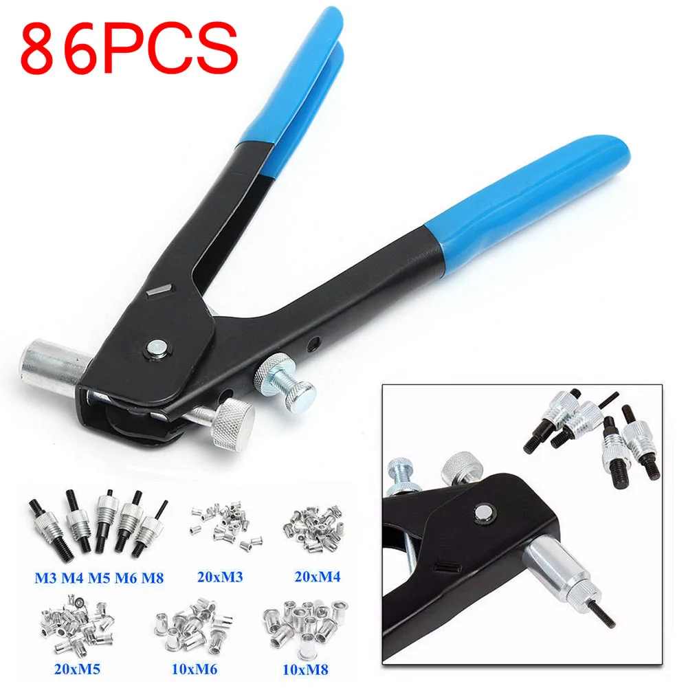 Newest 86Pcs M3-M8 Threaded Nut Rivet Insert Tool Set Riveter Rivnut Riveting Kit @8
Newest 86Pcs M3-M8 Threaded Nut Rivet Insert Tool Set Riveter Rivnut Riveting Kit @8