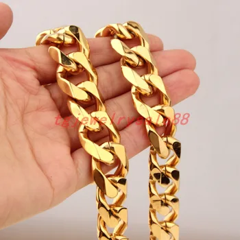 Huge Heavy Fashion Men's Best Jewelry 316L Stainless Steel 19mm Wide Gold Color Curb Cuban Link Chain Bracelet Or Necklace 8-40"
Huge Heavy Fashion Men's Best Jewelry 316L Stainless Steel 19mm Wide Gold Color Curb Cuban Link Chain Bracelet Or Necklace 8-40"