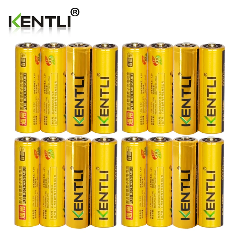 Литий ионный литий аккумулятор KENTLI перезаряжаемый 1 5 В AA 2400mWh 16 шт./лот|rechargeable