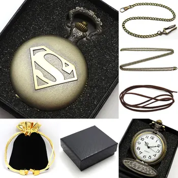Vintage Bronze Steampunk Superman Pocket Watch with Necklace Chain with gift bag gift box P442CKWB
Vintage Bronze Steampunk Superman Pocket Watch with Necklace Chain with gift bag gift box P442CKWB