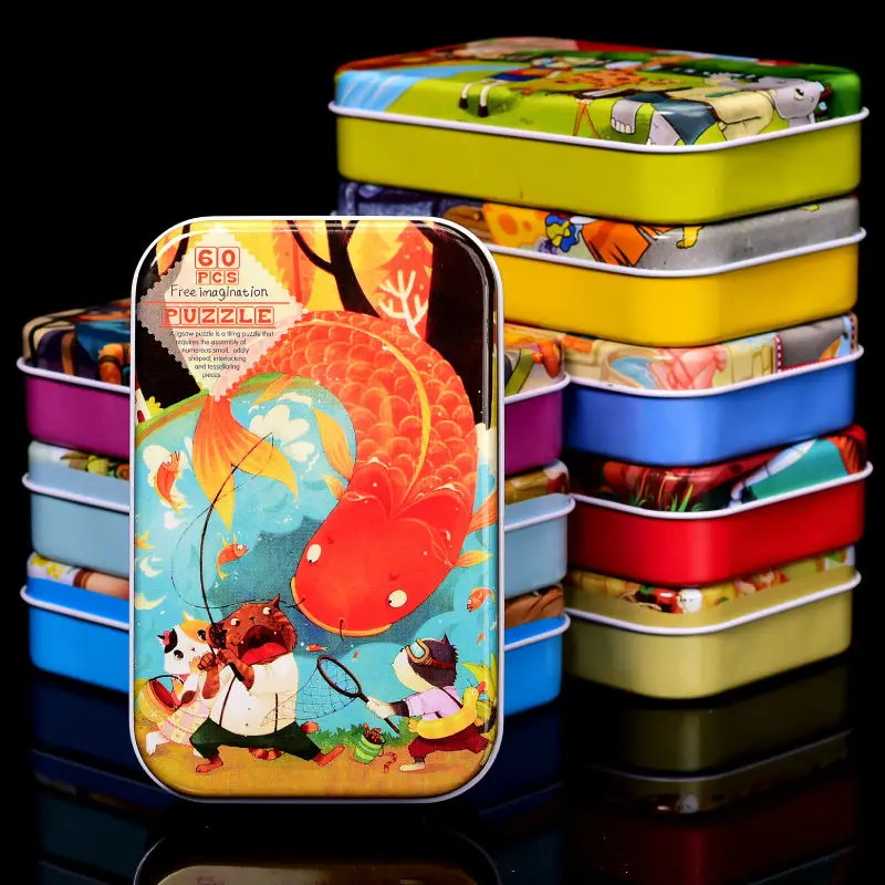 60 pieces Puzzles Iron box packaging Children's Wooden Cartoon Animal puzzle toys Baby Montessori Assembly Early Training puzzle
60 pieces Puzzles Iron box packaging Children's Wooden Cartoon Animal puzzle toys Baby Montessori Assembly Early Training puzzle