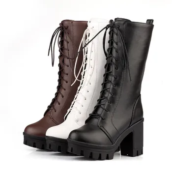 GOXPACER Women Motorcycle Boots Martin Boots Round Toe Lacing Shoes Women High Heel Female Fashion PU Plus Size Square Heels
GOXPACER Women Motorcycle Boots Martin Boots Round Toe Lacing Shoes Women High Heel Female Fashion PU Plus Size Square Heels