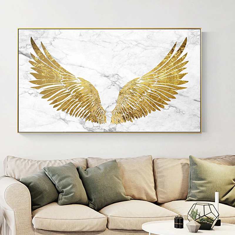 Modern Nordic Posters Style Holy Golden Wings Canvas Painting Wall Art Pictures Unique Home Decor Rectangle Pictures For Studios
Modern Nordic Posters Style Holy Golden Wings Canvas Painting Wall Art Pictures Unique Home Decor Rectangle Pictures For Studios