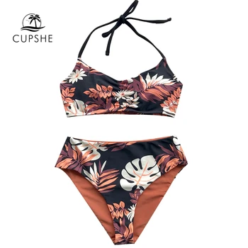 CUPSHE Leaf Print Reversible Bikini Set Women Mid Waist Backless Halter Two Pieces Swimwear 2020 Beach Bathing Suit Swimsuits
CUPSHE Leaf Print Reversible Bikini Set Women Mid Waist Backless Halter Two Pieces Swimwear 2020 Beach Bathing Suit Swimsuits
