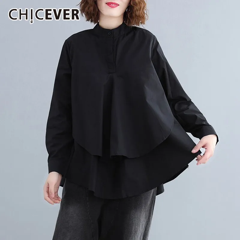 CHICEVER Summer Casual Solid Women's Blouse Stand Collar Long Sleeve Patchwork Ruffles Button Loose Plus Size Female Top Shirt
CHICEVER Summer Casual Solid Women's Blouse Stand Collar Long Sleeve Patchwork Ruffles Button Loose Plus Size Female Top Shirt