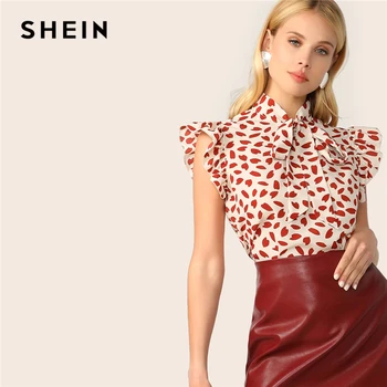 SHEIN Elegant Red Bow Tie Neck Ruffle Trim Petal Print Top Blouse Women Summer 2019 Office Lady Workwear Sleeveless Blouses
SHEIN Elegant Red Bow Tie Neck Ruffle Trim Petal Print Top Blouse Women Summer 2019 Office Lady Workwear Sleeveless Blouses