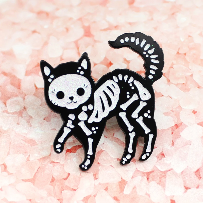 Animal Skeleton Skull Enamel Brooches Pins Cat Crossbones Gothic Cartoon Turn-collar shirt Badge Jewelry Gifts to kids friend
Animal Skeleton Skull Enamel Brooches Pins Cat Crossbones Gothic Cartoon Turn-collar shirt Badge Jewelry Gifts to kids friend