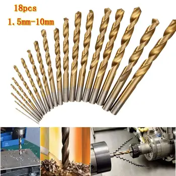 18pcs High Speed Steel Titanium Coated HSS 4241 Drill Bit Metric 1.5mm-10mm Titanizing Drill Bits Different Sizes Suit 
18pcs High Speed Steel Titanium Coated HSS 4241 Drill Bit Metric 1.5mm-10mm Titanizing Drill Bits Different Sizes Suit