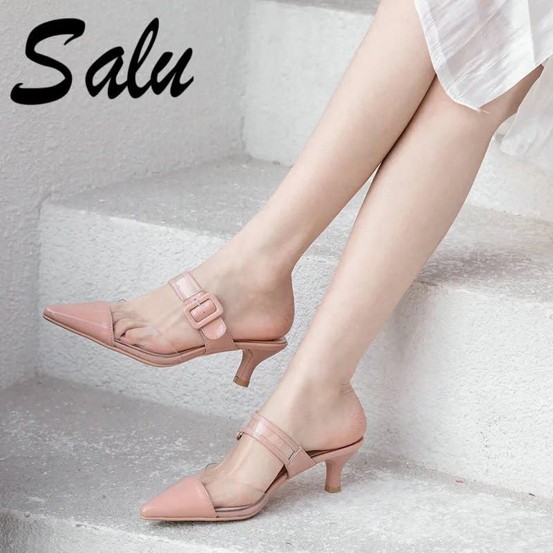 Salu High Quality Women Sandals 5 Cm Thin Heel Buckle Office Lady Basic Shoes Pink Color Cow Leather Wedding Sandals
Salu High Quality Women Sandals 5 Cm Thin Heel Buckle Office Lady Basic Shoes Pink Color Cow Leather Wedding Sandals
