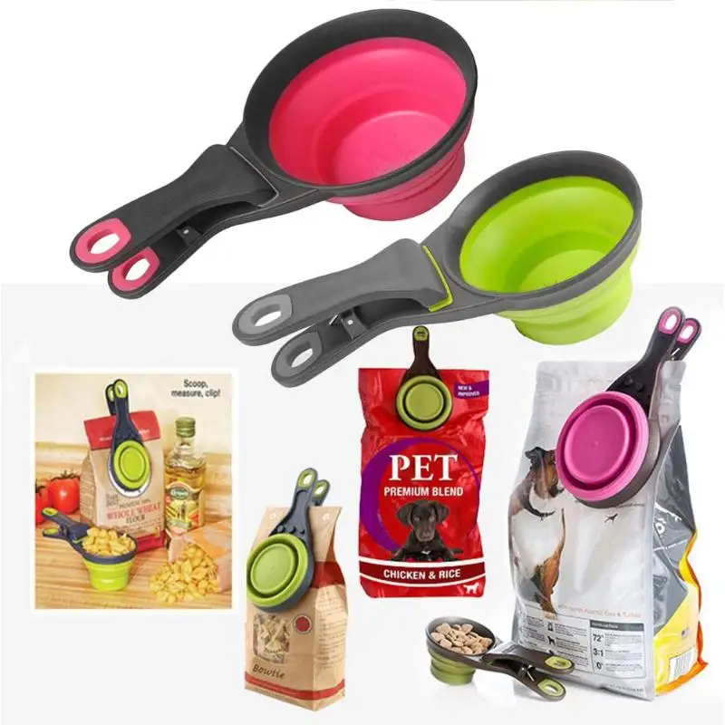 Folded Dog Cat Feeders Bowl Food Scoop Spoon Sealing Clipper Food Storage Collapsible Doggie Snack Cup Pet Cat Dog Supplies Folded Dog Cat Feeders Bowl Food Scoop Spoon Sealing Clipper Food Storage Collapsible Doggie Snack Cup Pet Cat Dog Supplies