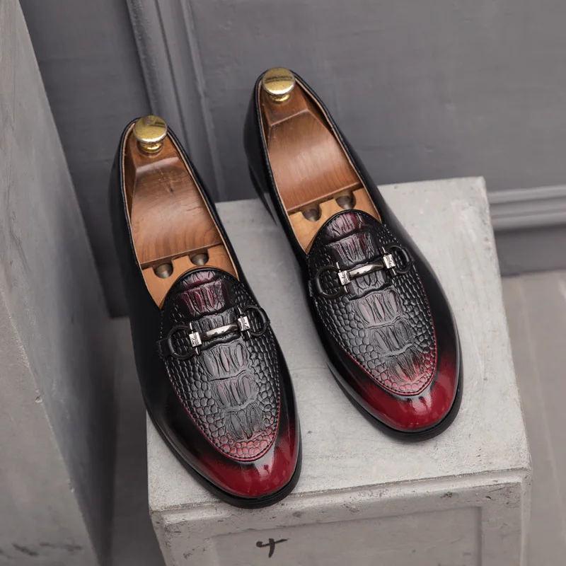 Elegant Men's Oxford Dress Shoes Crocodile Pattern Pointed Toe PU Leather Slip on Tassel Metal Decoration Slip on Loafer H384
Elegant Men's Oxford Dress Shoes Crocodile Pattern Pointed Toe PU Leather Slip on Tassel Metal Decoration Slip on Loafer H384