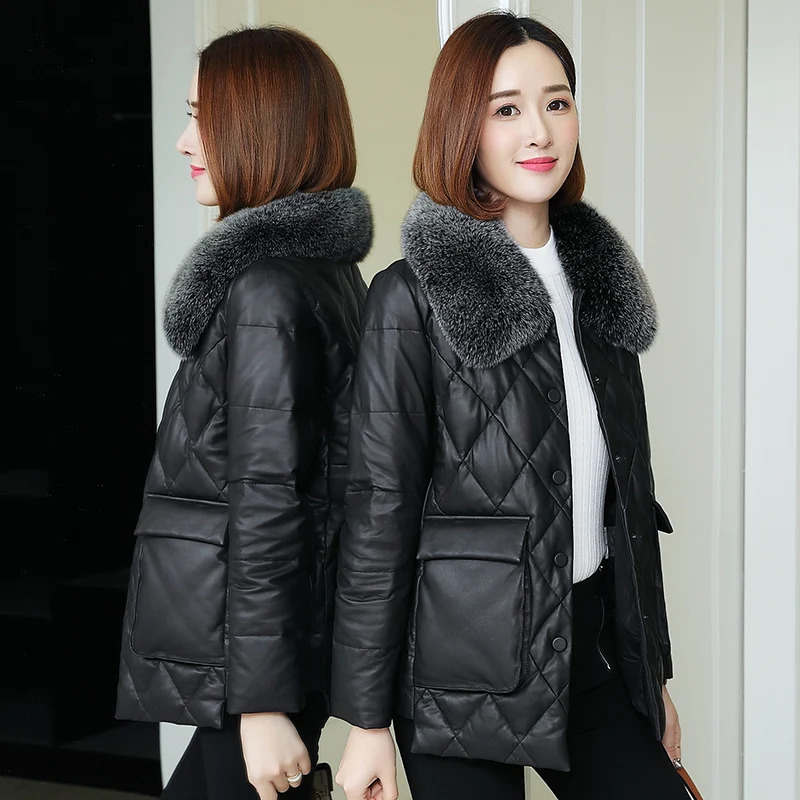 Genuine Leather Jacket Women Sheepskin Leather Jacket Korean Duck Down Winter Coat for Womens Clothing Chaqueta Mujer J833 YY136
Genuine Leather Jacket Women Sheepskin Leather Jacket Korean Duck Down Winter Coat for Womens Clothing Chaqueta Mujer J833 YY136