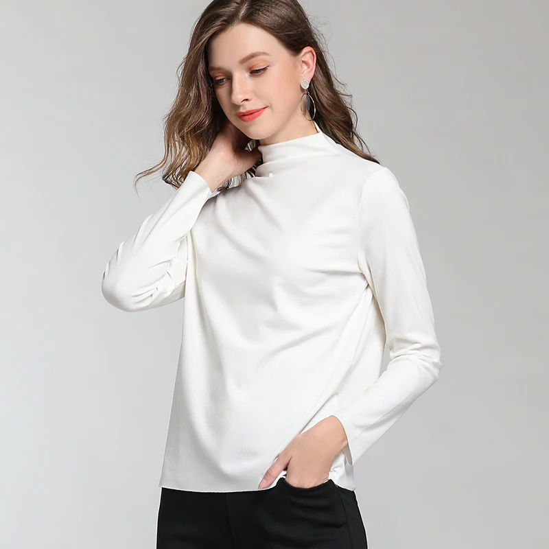 Basic Top Winter Turtleneck Velvet White Warm Plus Size 2018 Woman Black Long Sleeve Pullover All Match Tops Female | Женская одежда