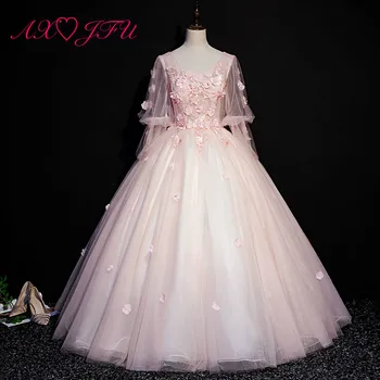 AXJFU pink rose evening dress vintage princess light pink beading flower o neck illusion long sleeve ruffles pink evening dress
AXJFU pink rose evening dress vintage princess light pink beading flower o neck illusion long sleeve ruffles pink evening dress