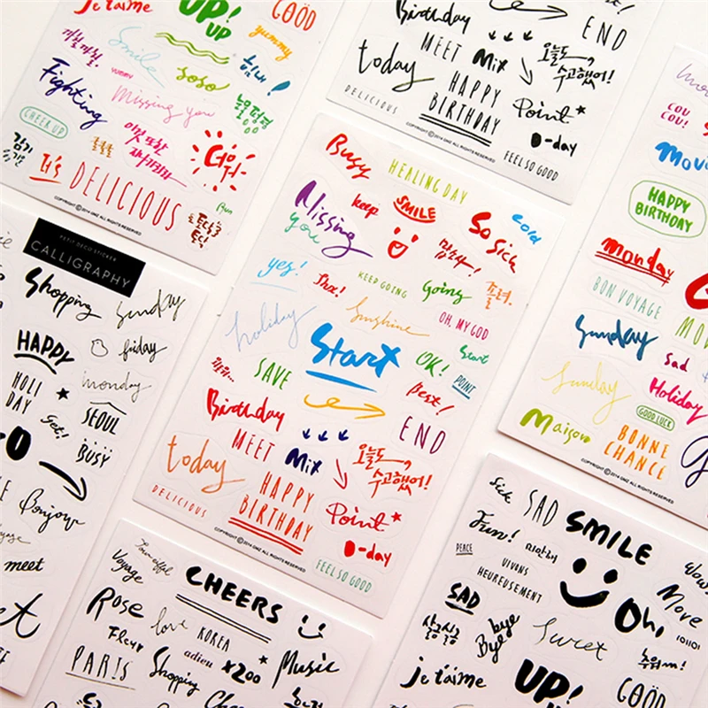 8 Sheets Kawaii Sticker Diary Stickers Transparent Black English Word Student Papeleria Stationery Sticker
8 Sheets Kawaii Sticker Diary Stickers Transparent Black English Word Student Papeleria Stationery Sticker