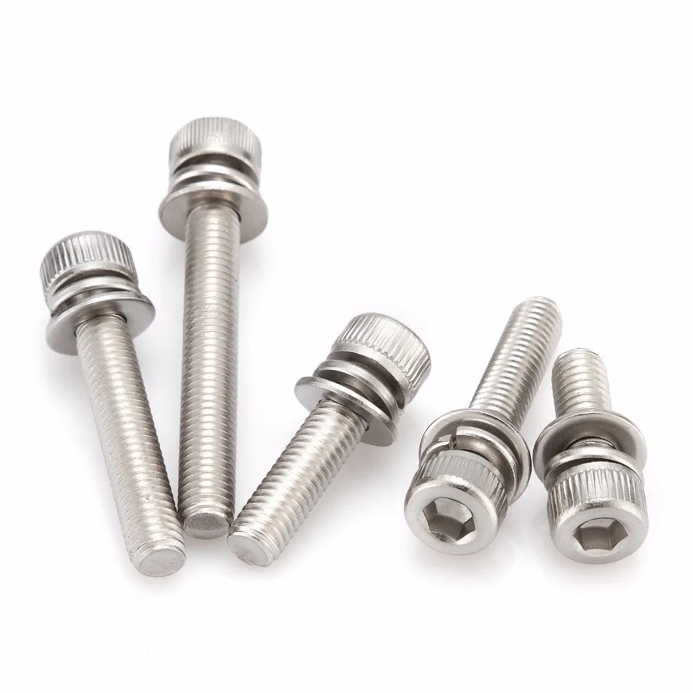 50Pcs 10/12/14/16/20/25/30-40mm 304Stainless Steel M5 3 in 1 Hexagon Socket Head Cap Screws Hex Socket Screw Metric Bike Screw
50Pcs 10/12/14/16/20/25/30-40mm 304Stainless Steel M5 3 in 1 Hexagon Socket Head Cap Screws Hex Socket Screw Metric Bike Screw