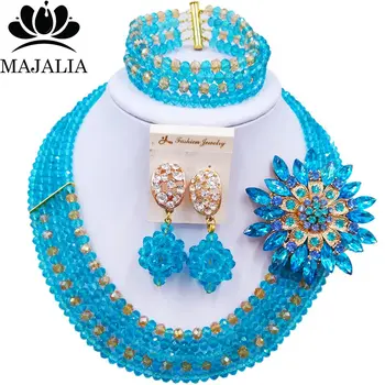 Majalia Lake blue and Gold ab Crystal Beaded Pretty African Jewelery Set Nigerian Wedding Clothing Jewelery Sets 5ST0016
Majalia Lake blue and Gold ab Crystal Beaded Pretty African Jewelery Set Nigerian Wedding Clothing Jewelery Sets 5ST0016