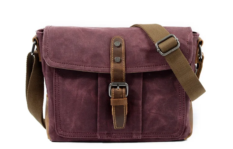Womens Small Canvas Messenger Bag Grey, Brown, Green