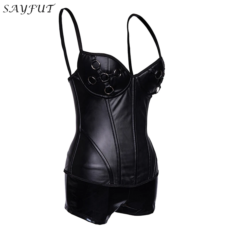 SAYFUT New Sexy Waist Trainer Slim Corsets And Bustiers Adjusted-straps Lingerie Faux Leather Steampunk Corset Sets
SAYFUT New Sexy Waist Trainer Slim Corsets And Bustiers Adjusted-straps Lingerie Faux Leather Steampunk Corset Sets