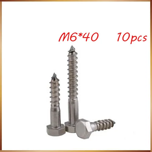 Free shipping 10pcs M6*40mm Hexagonal self-tapping screws 304 stainless steel coated wood screws m6 bolt
Free shipping 10pcs M6*40mm Hexagonal self-tapping screws 304 stainless steel coated wood screws m6 bolt