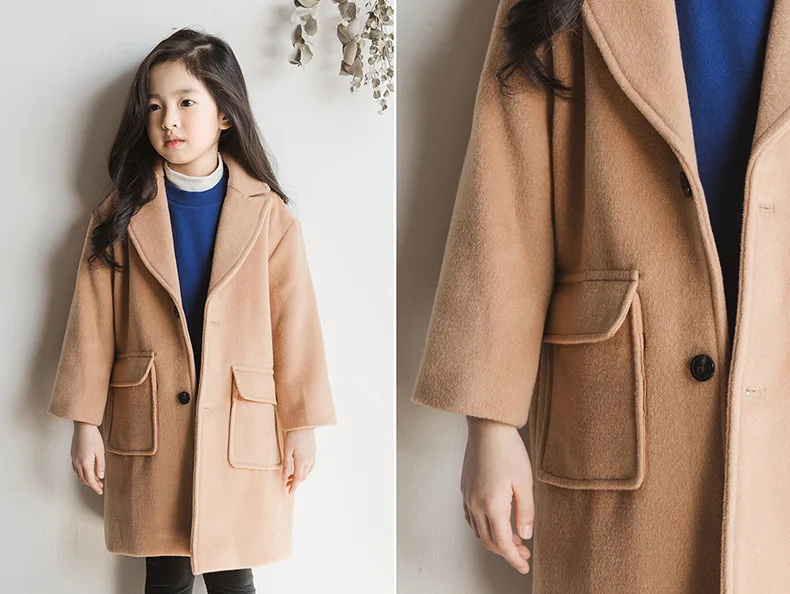 woolen big girls clothes autumn Korean trench coats kids long toddler winter coat children clothing 2018 new arrive outwears top (9)