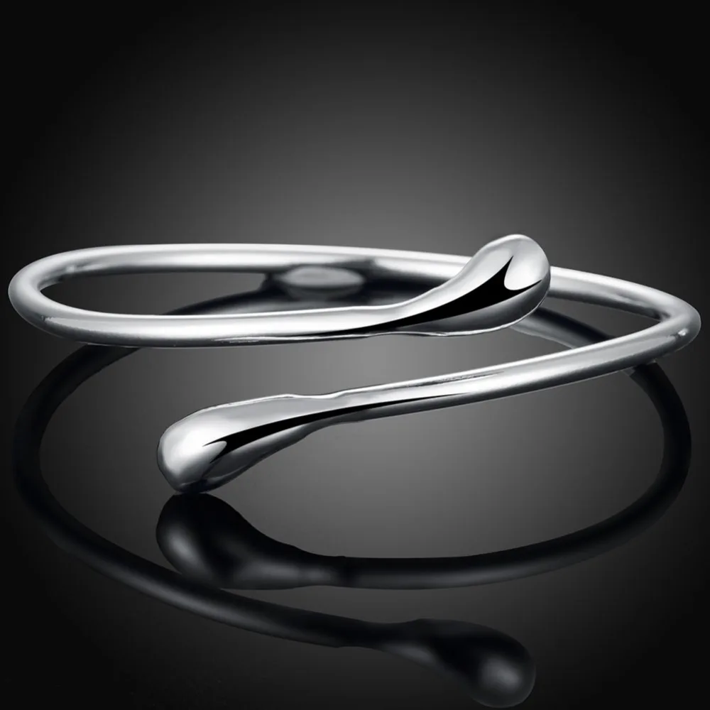 Beauty-Hut-B005-Double-round-head-fashion-water-droplets-modeling-Silver-Plating-Bangle-Wholesale-Price