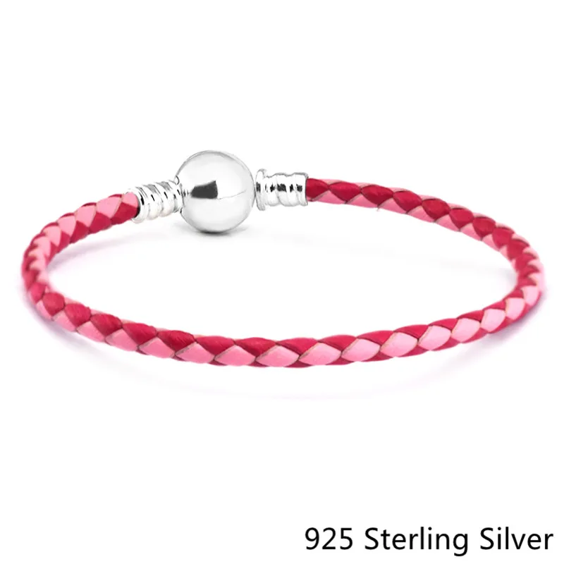 2017 New clip charm Authentic 925 Sterling Silver Leather Bracelets Jewelry Mixed Pink Woven Double For European Beads And Charm
2017 New clip charm Authentic 925 Sterling Silver Leather Bracelets Jewelry Mixed Pink Woven Double For European Beads And Charm