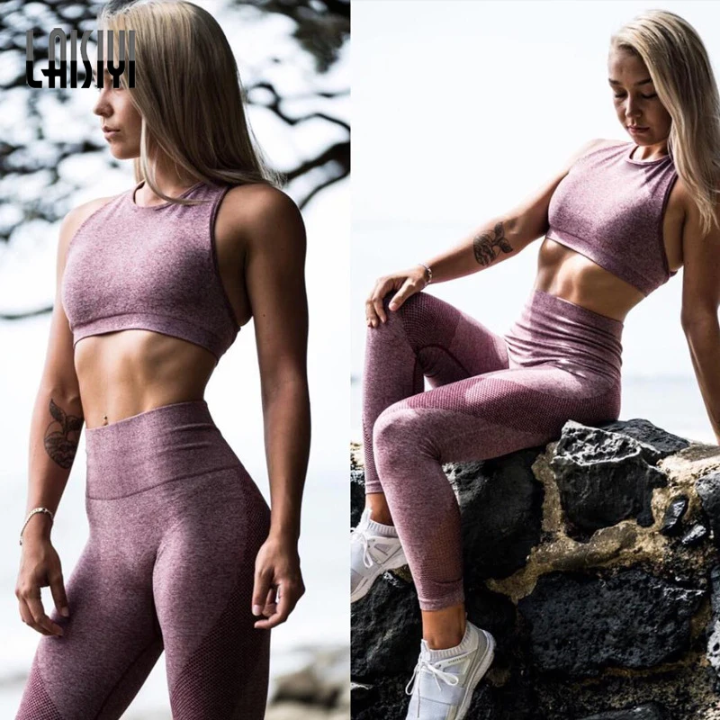 LAISIYI 2019 Women Slim Sets Sleeveless Exercise Shirts Gym Clothes Running Tights Women Sports Leggings Fitness Sports Sets
LAISIYI 2019 Women Slim Sets Sleeveless Exercise Shirts Gym Clothes Running Tights Women Sports Leggings Fitness Sports Sets