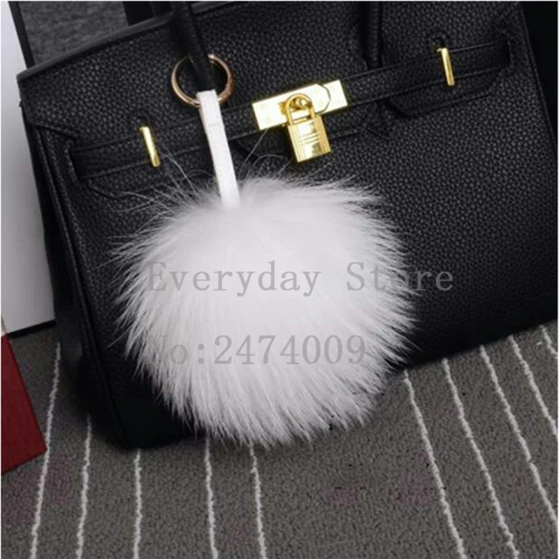 Роскошный брелок с пушистым помпоном из меха енота 15 см|bag pendant|fur ball keychainpompom keychain |