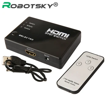 RobotSky HDMI Switcher 3 Port 1080P Video HDMI Switch Switcher Splitter IR Remote For HDTV PS3 DVD Top Quality
RobotSky HDMI Switcher 3 Port 1080P Video HDMI Switch Switcher Splitter IR Remote For HDTV PS3 DVD Top Quality