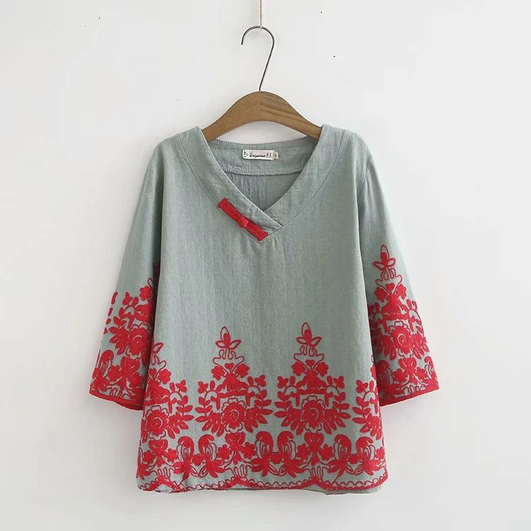 Plus Size XL-4XL Fashion Women's Floral Embroidery Shirts Vintage 3/4 Sleeve Tops Office Wear T-Shirts
Plus Size XL-4XL Fashion Women's Floral Embroidery Shirts Vintage 3/4 Sleeve Tops Office Wear T-Shirts