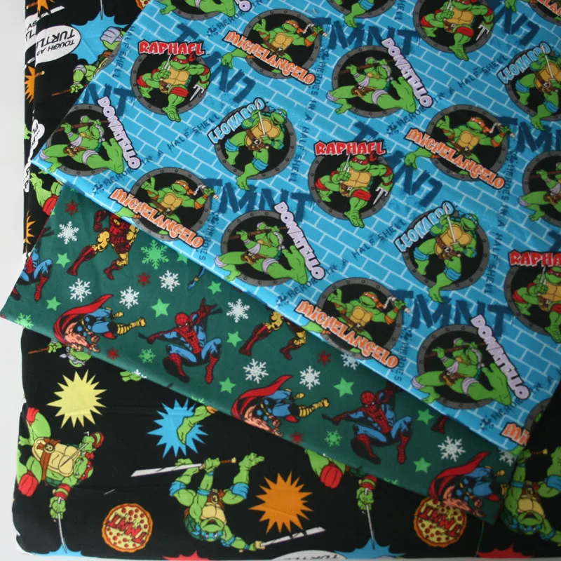 100*110cm Teenage Mutant Ninja Turtles the Avengers Cotton fabric The Cotton Fabric for Home Textile Bedding Quilting
100*110cm Teenage Mutant Ninja Turtles the Avengers Cotton fabric The Cotton Fabric for Home Textile Bedding Quilting