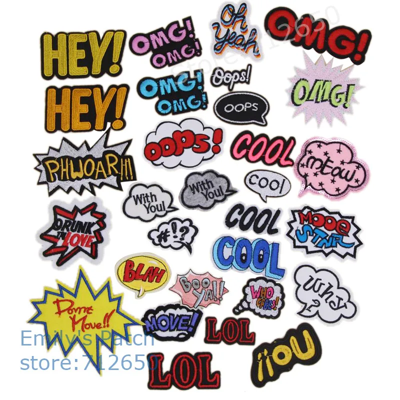New arrival Oops Cool With you OMG HEY Booya Oh Yeah Blah embroidered iron on badges Patches popular Appliques Free shipping
New arrival Oops Cool With you OMG HEY Booya Oh Yeah Blah embroidered iron on badges Patches popular Appliques Free shipping