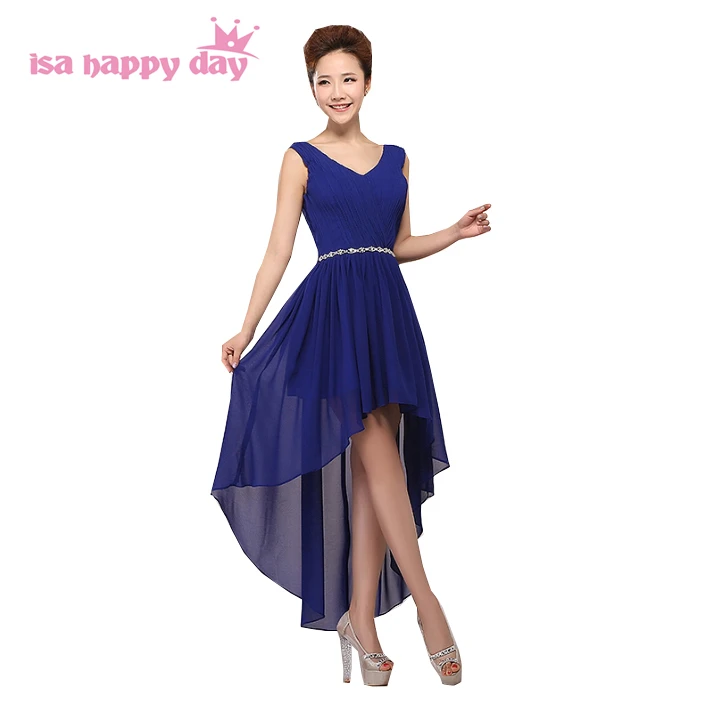 sexy v neck black bridesmaid knee length high low dress red blue color bridesmaids short pageant dresses for adult H3753
sexy v neck black bridesmaid knee length high low dress red blue color bridesmaids short pageant dresses for adult H3753
