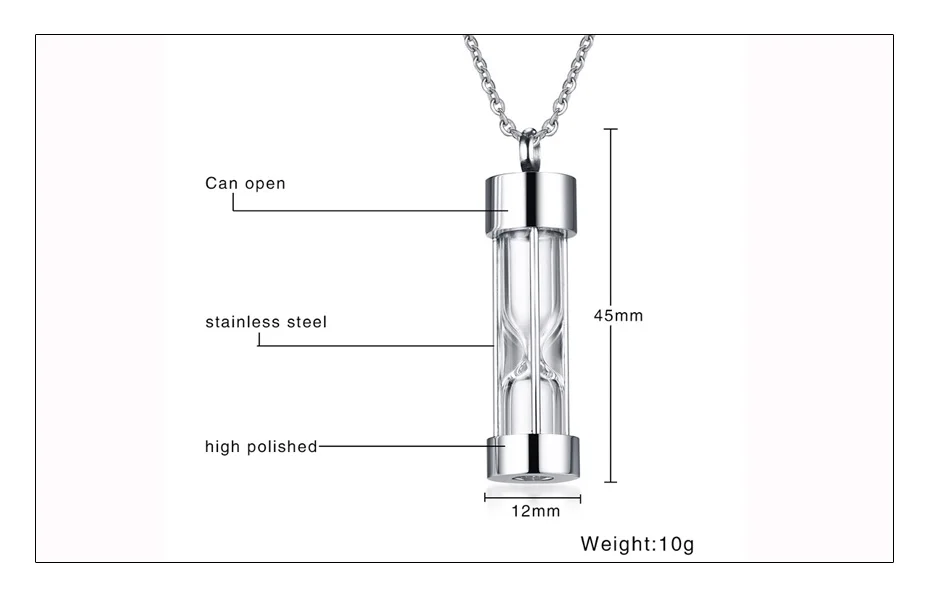 Meaeguet Hourglass Cremation Pendant Hold Memorial Ashes Stainless Steel Cylinder Keepsake Urn Necklace For Men (6)