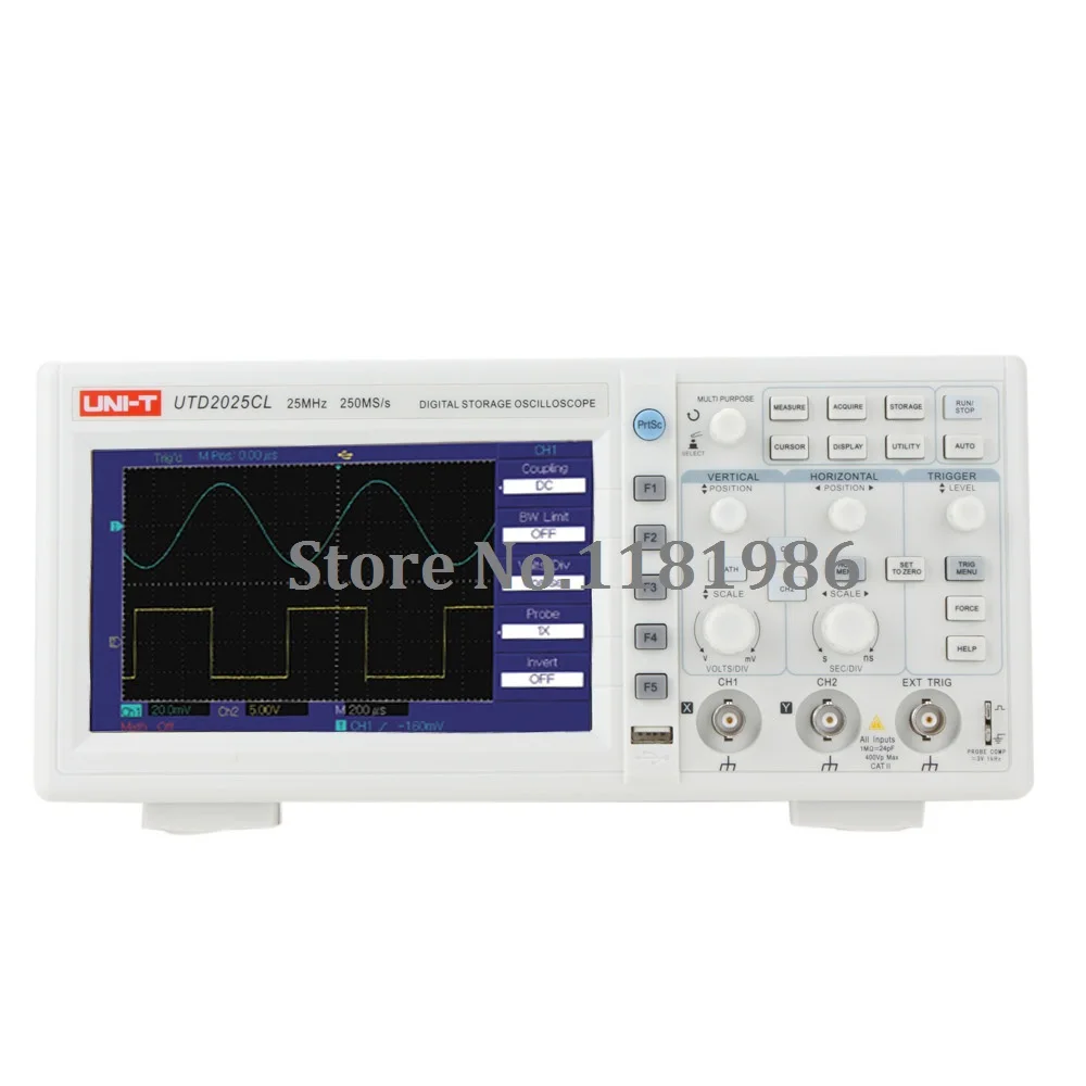 

UNI-T UTD2025CL 25MHz 250Ms/s USB Digital Storage Oscilloscope DSO 2Channels 7''TFT LCD Scopemeter W/ USB OTG EU/AU/US Plug