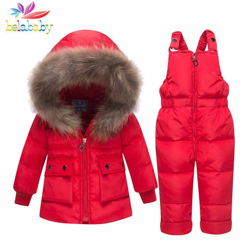 Belababy baby clothing Sets Children Duck Down Jacket Overall Winter Warm Fur Hooded Newborn Infant Outerwear Children Suit Girl
Belababy baby clothing Sets Children Duck Down Jacket Overall Winter Warm Fur Hooded Newborn Infant Outerwear Children Suit Girl