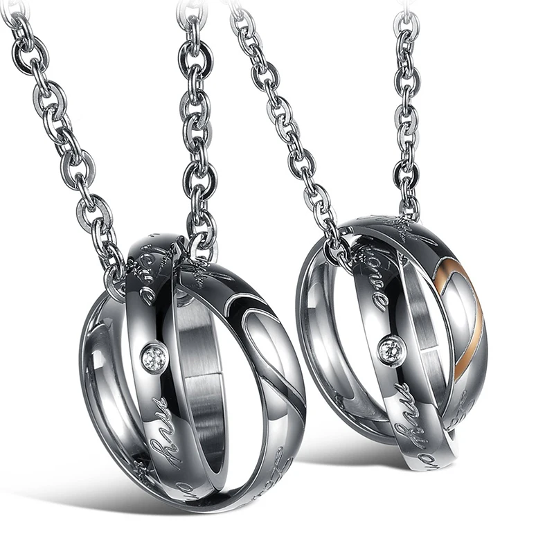 New Arrivals Lover half heart Necklace For Couples "Real Love" Double Circle Stainless Steel For Mens Ladies Couple Necklace
New Arrivals Lover half heart Necklace For Couples "Real Love" Double Circle Stainless Steel For Mens Ladies Couple Necklace