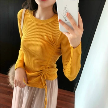 Women Autumn Thin Basic Sweater Knitted Tops Pullover Drawstring Elastic Jumper Bodycon Pull Femme Hiver 2018 Sueter Mujer
Women Autumn Thin Basic Sweater Knitted Tops Pullover Drawstring Elastic Jumper Bodycon Pull Femme Hiver 2018 Sueter Mujer