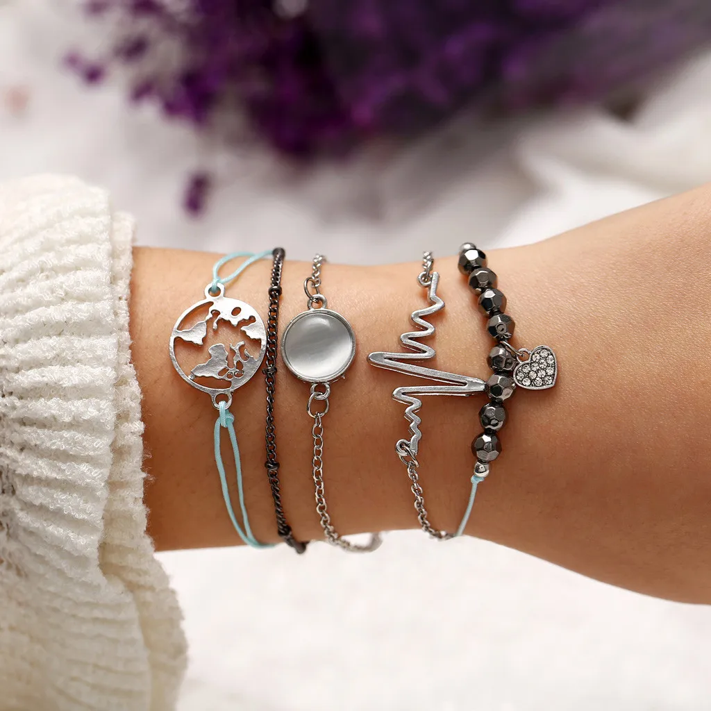 Stylish Bracelet Women Boho Romantic Bileklik Pulseira Simple Bracelets Ladies Jewelry Pulseras Couple Bracelet 5PCS Set L0513
Stylish Bracelet Women Boho Romantic Bileklik Pulseira Simple Bracelets Ladies Jewelry Pulseras Couple Bracelet 5PCS Set L0513