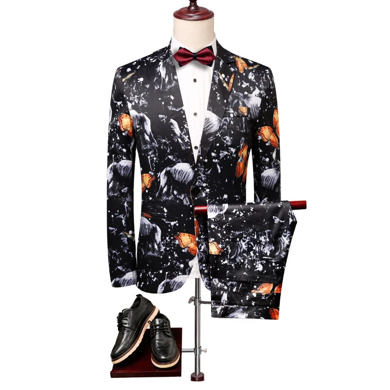 Asian size men's print suit set 2 pcs 2019 fashion designer holiday wear casual men's suit stage performance clothing
Asian size men's print suit set 2 pcs 2019 fashion designer holiday wear casual men's suit stage performance clothing