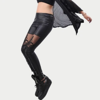Women's Skinny Sexy Pants Punk Style Lace Mesh PU Leather Black Embroidered Pants Women's Clothing
Women's Skinny Sexy Pants Punk Style Lace Mesh PU Leather Black Embroidered Pants Women's Clothing
