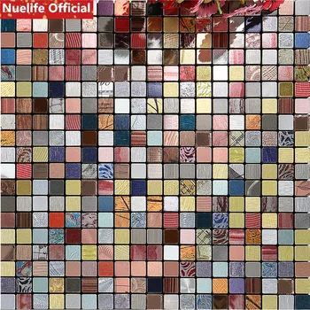 Nuelife 1pcs self-adhesive 3d metal mosaic wall tiling wallpaper waterproof anti-soft bag bedroom floor decoration wall stickers