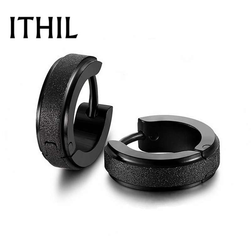 ITHIL корейский 316L серьга Кольцо из нержавеющей стали серьги для женщин черный
