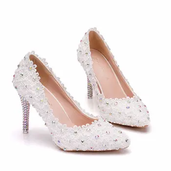 White lace AB shinny crystal wedding shoes bride super high 9cm heel sexy point toes female NQ159 ladies girls party dinner shoe
White lace AB shinny crystal wedding shoes bride super high 9cm heel sexy point toes female NQ159 ladies girls party dinner shoe