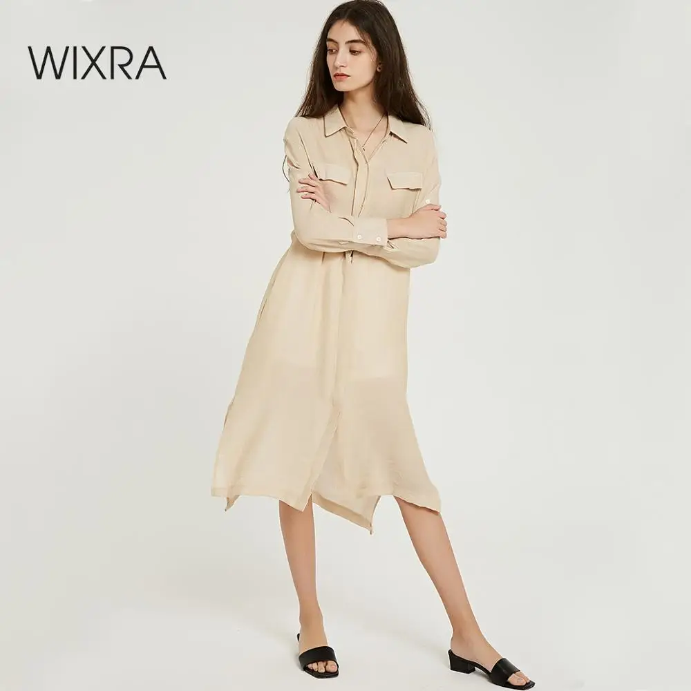 Wixra Women Turn-down Collar Dress With Sashes 2019 Summer Autumn Solid Long Sleeve Loose Cotton and Linen Dresses
Wixra Women Turn-down Collar Dress With Sashes 2019 Summer Autumn Solid Long Sleeve Loose Cotton and Linen Dresses