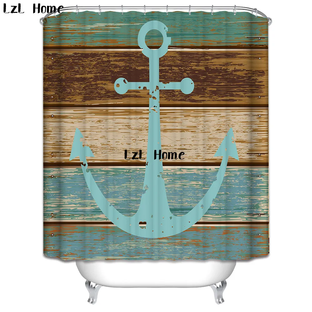 

LzL Home Marine Symbol National Flag Shower Curtain Eco-friendly Waterproof Mildewproof Polyester Fabric Bathroom Curtains