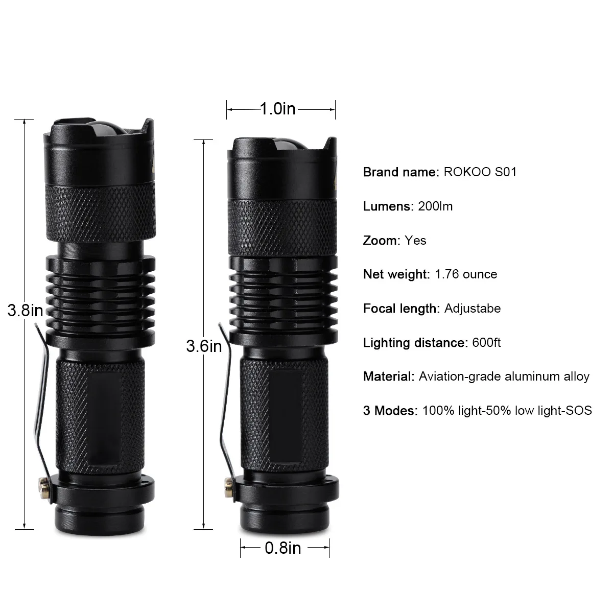 High Power Tactical Handheld LED Mini Flashlight 3 Modes Zoomable Waterproof Lamp Light for Camping ED-shipping
High Power Tactical Handheld LED Mini Flashlight 3 Modes Zoomable Waterproof Lamp Light for Camping ED-shipping